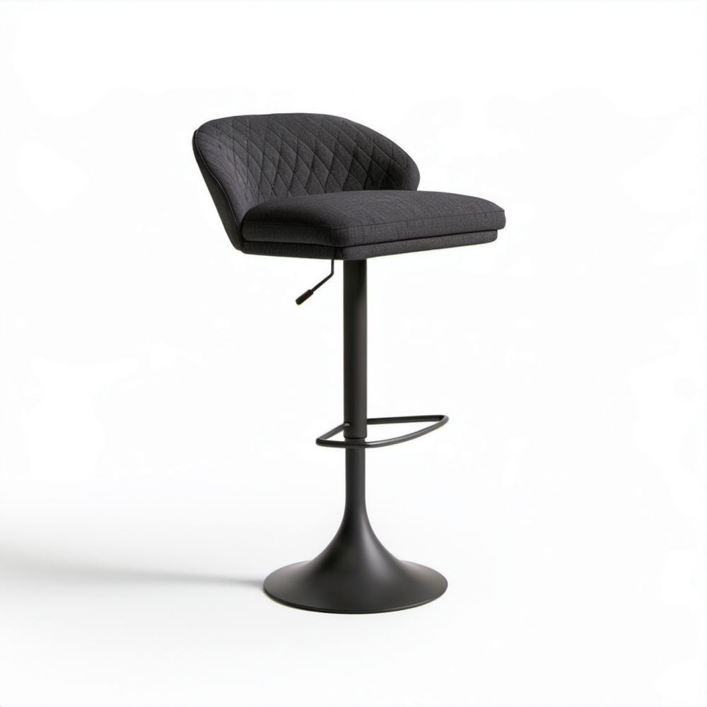 Regulowany hoker barowy czarny z tapicerką poliestrową 50 × 52 × 88–108 cm