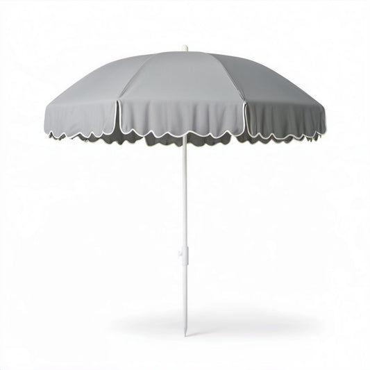 Okrągły parasol ogrodowy poliestrowy szary Ø200 cm, wysokość 210 cm