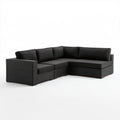 3-częściowa narożna sofa ogrodowa z technorattanu, czarna, 220 x 170 x 85 cm