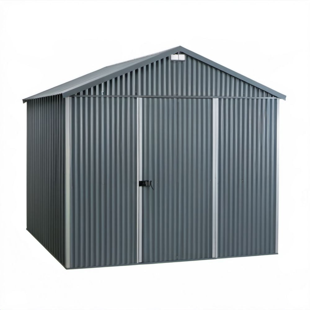 Metalowy domek ogrodowy ze stali ocynkowanej, antracytowy, 257 x 205 x 178 cm