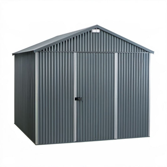 Metalowy domek ogrodowy ze stali ocynkowanej, antracytowy, 257 x 205 x 178 cm