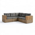 4-osobowa narożna sofa ogrodowa w kształcie L z technorattanu i litego drewna, szara/naturalny brąz, 250 x 250 x 85 cm
