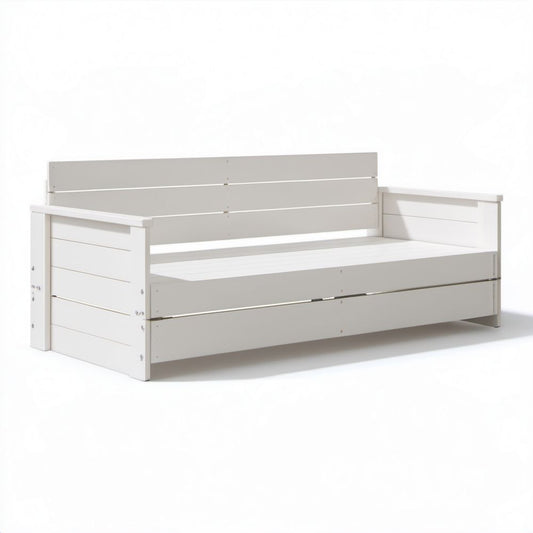 Biała drewniana sofa ogrodowa 200 x 80 x 75 cm